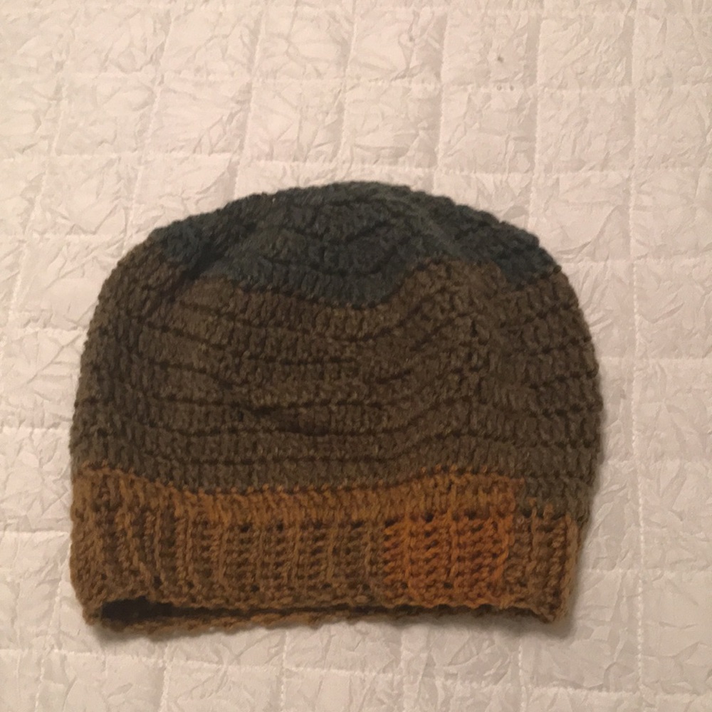 Handmade Crochet hat. Never worn. Multiple browns greens and golds in color. - Picture 2 of 3